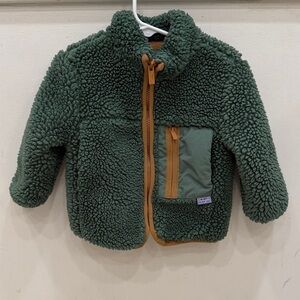 Zara Green Sherpa Fleece with Tan Accents
